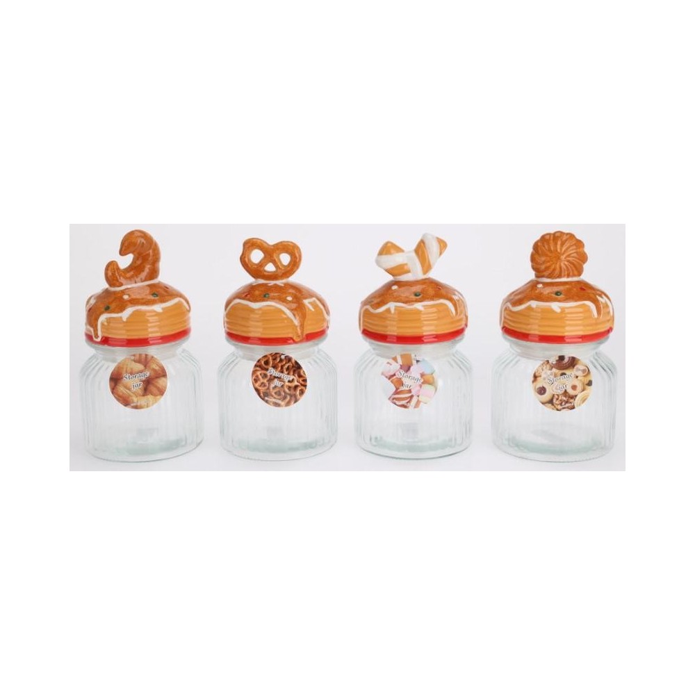 BARATTOLO VETRO PASTICCINI H.20 4 ASSORTITI